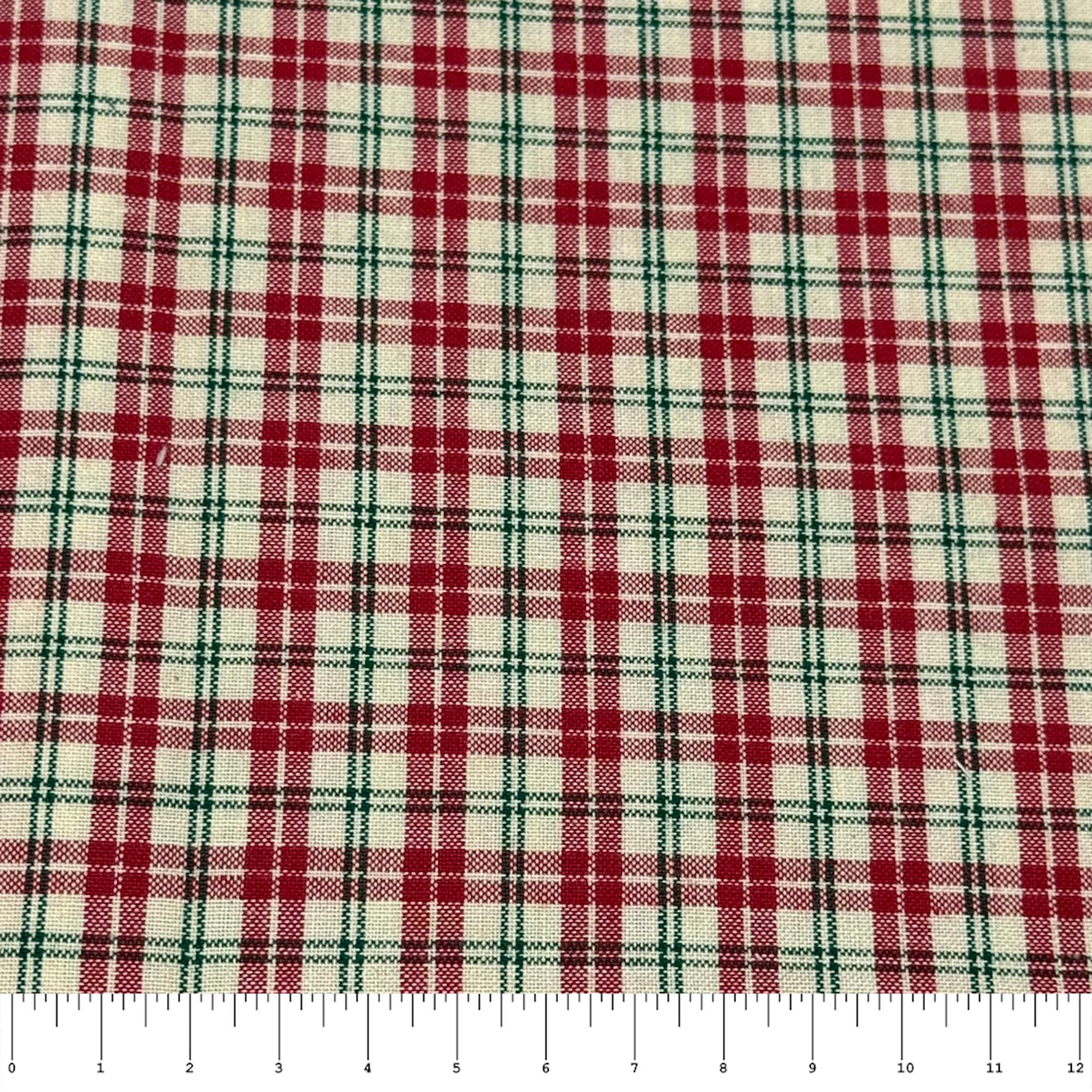 Feldman Red & Ivory Homespun Plaid Cotton Fabric